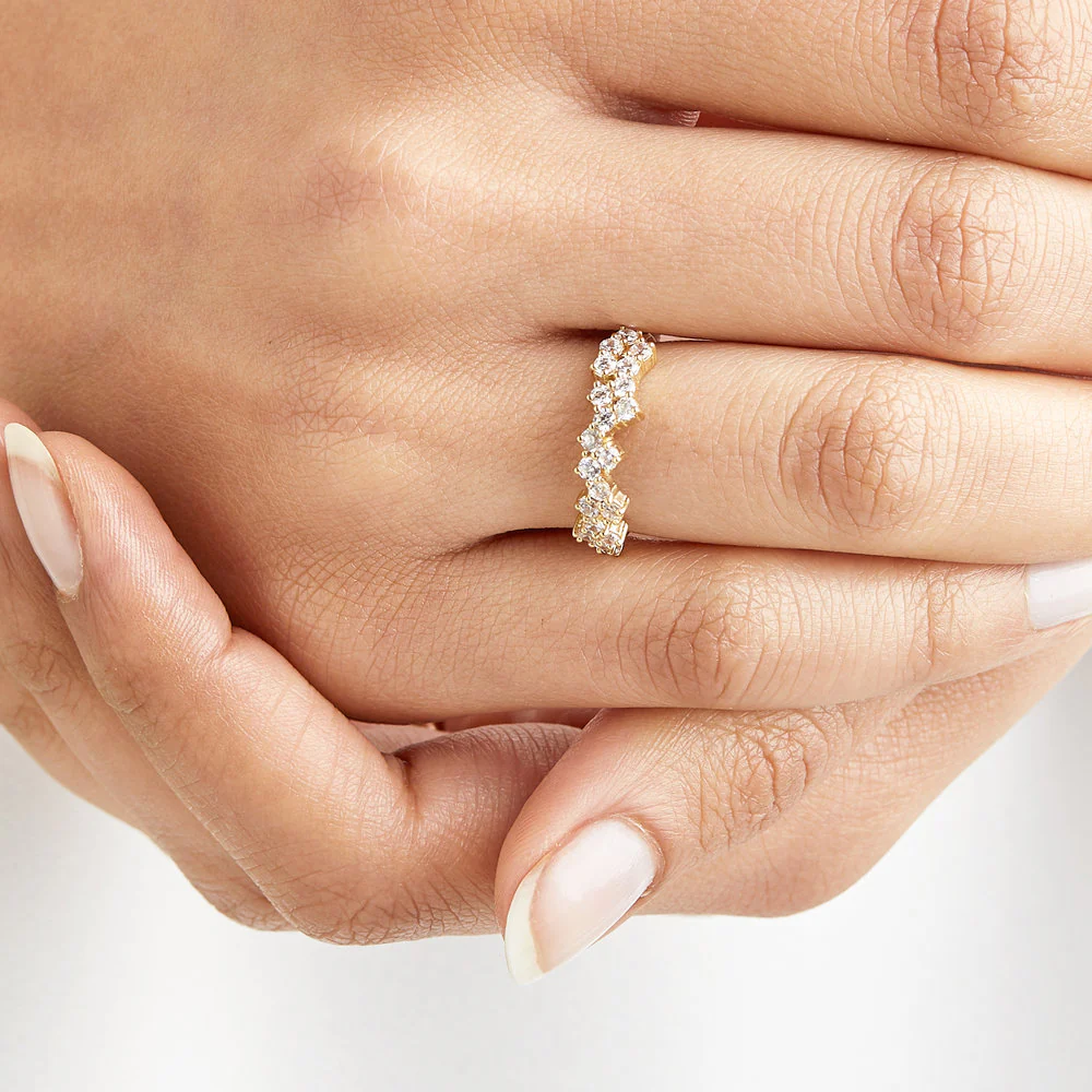 Gold Diamond Style Cluster Ring - Image 3