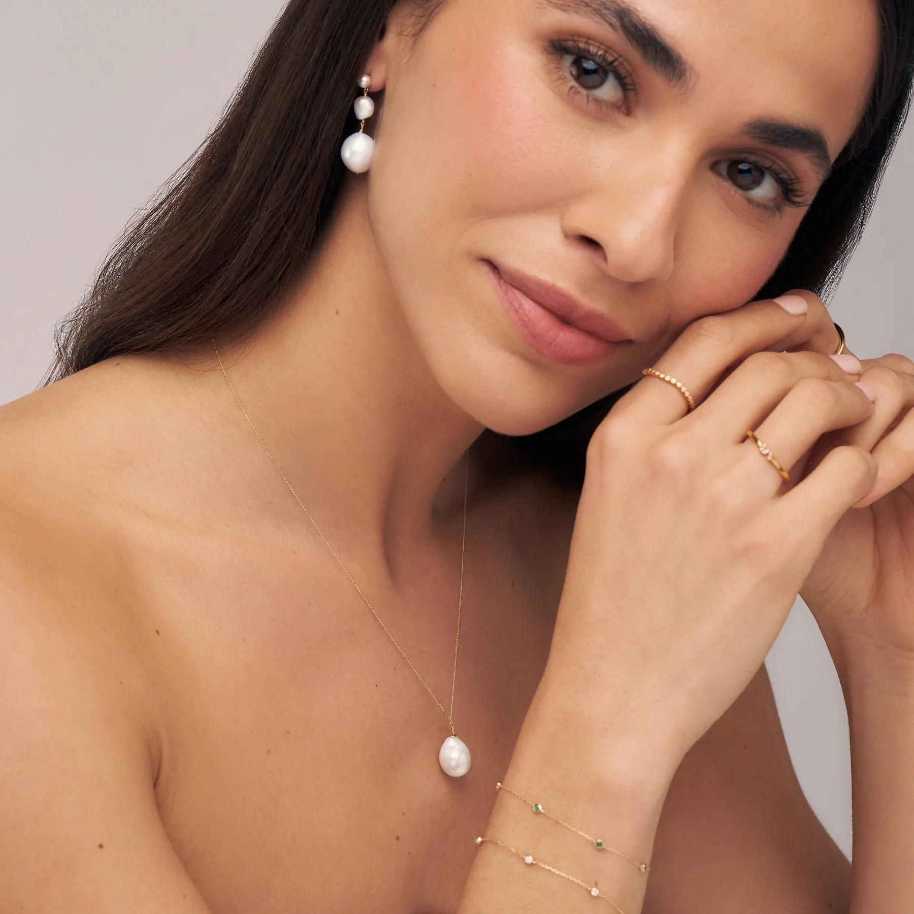 Gold Extra Large Baroque Pearl Necklace - Image 3