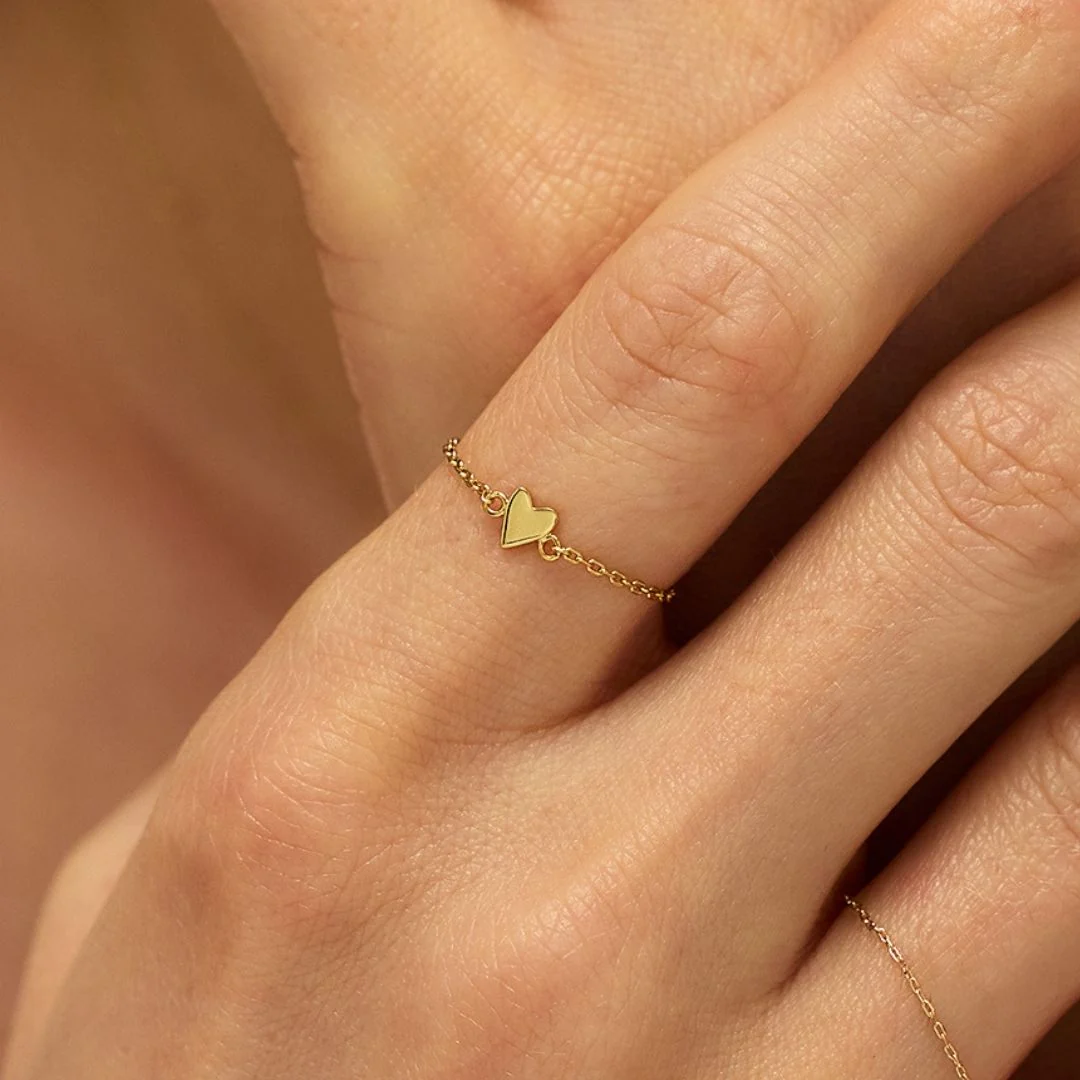 Gold Heart Chain Ring - Image 2