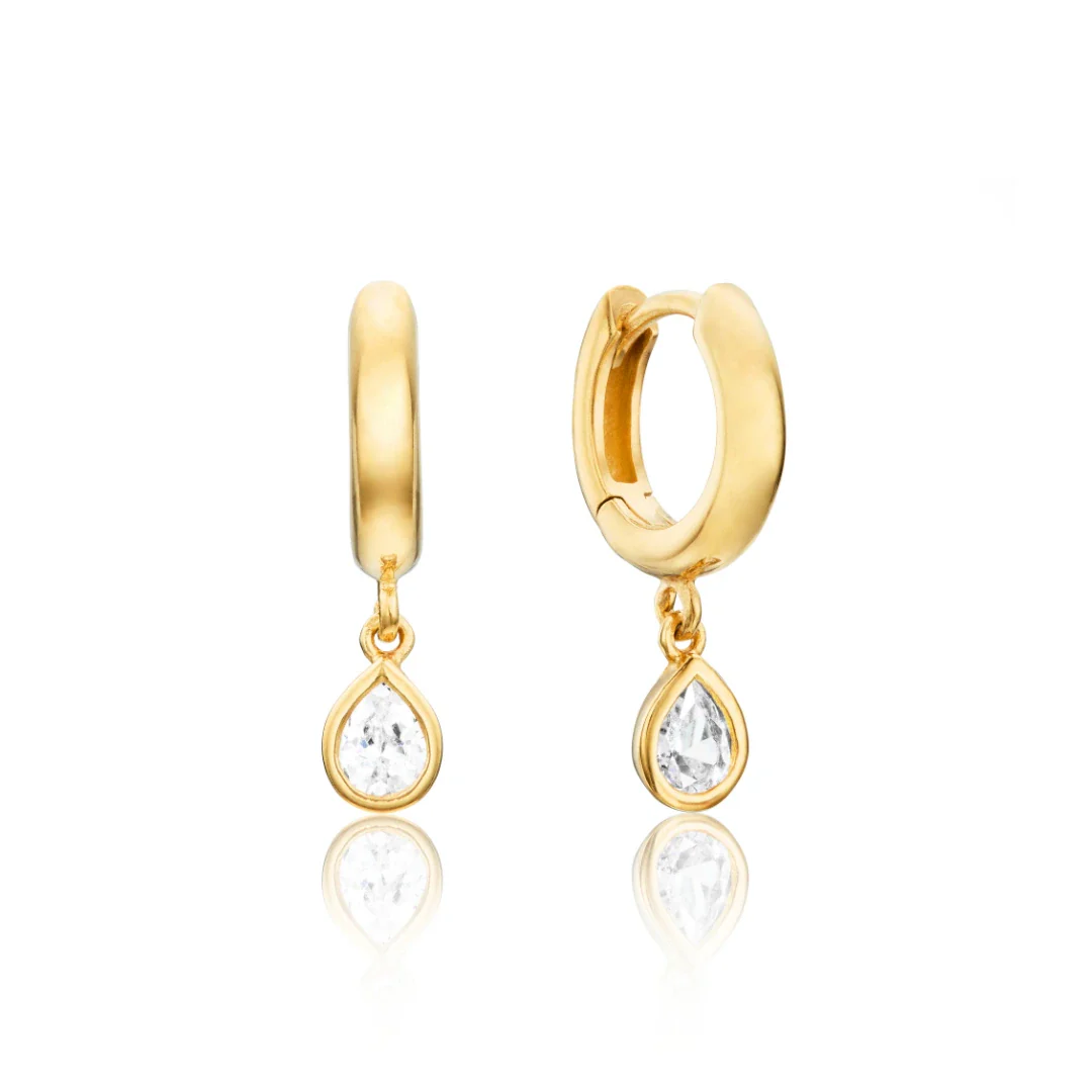 Gold Mini Teardrop Huggie Hoop Earrings