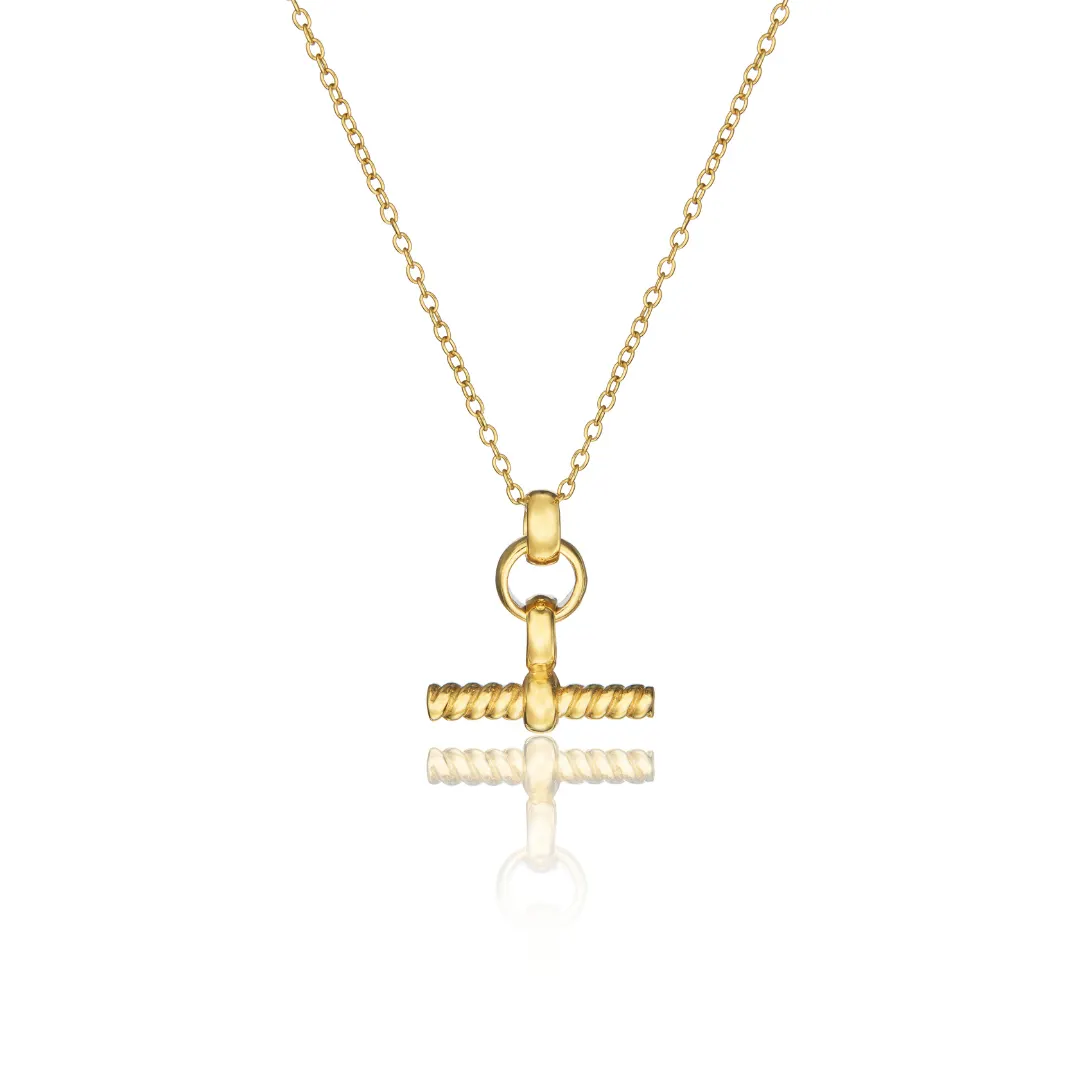 Gold Mini Twisted T-Bar Necklace