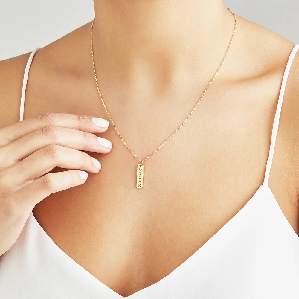 Gold Personalised Bar Necklace - Image 2