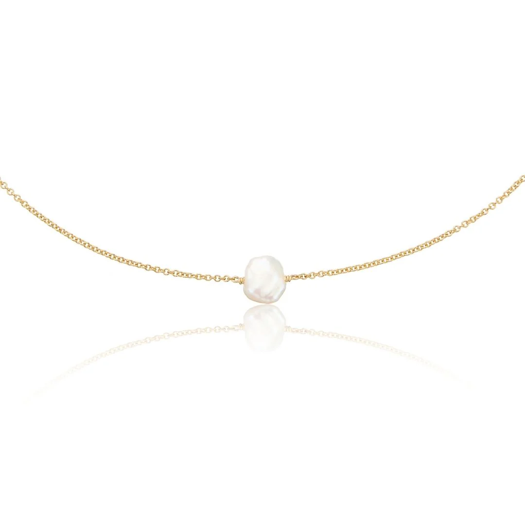 Gold Single Baroque Pearl Choker