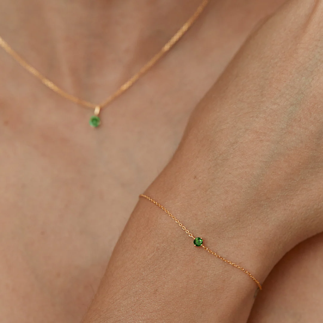 Gold Small Birthstone Pendant Bracelet - Image 4