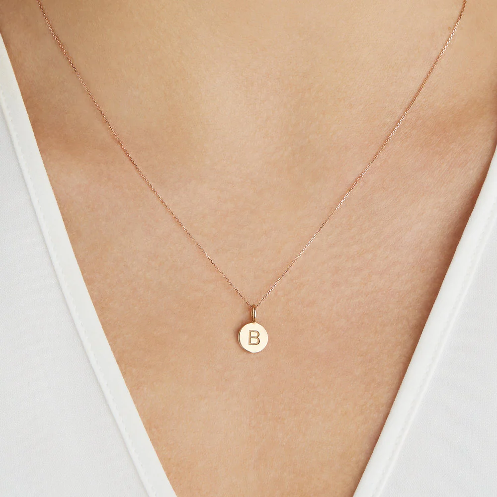 Gold Small Personalised Disc Necklace - Image 2
