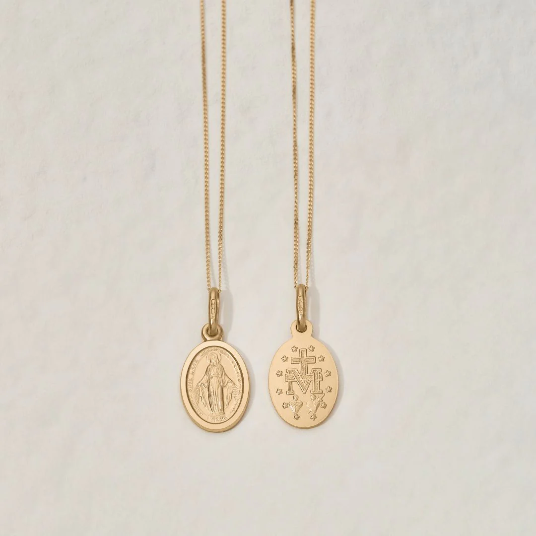 Solid Gold Small Virgin Mary Necklace - Image 5