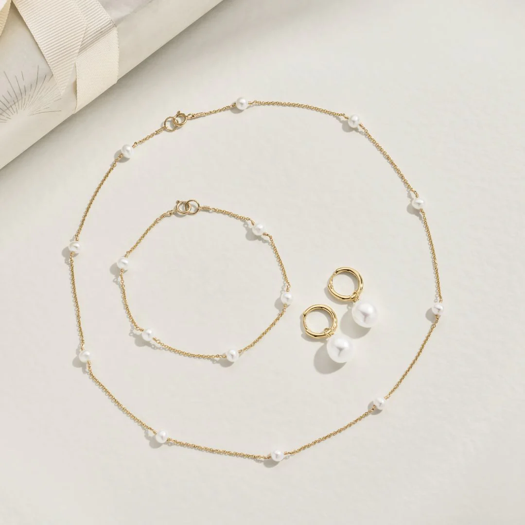 Gold Ten Pearl Choker and Five Pearl Bracelet Gift Set - Image 4