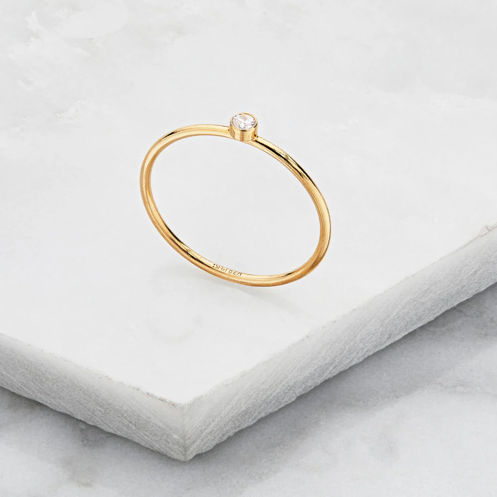 Gold Thin Diamond Style Stacking Ring - Image 4
