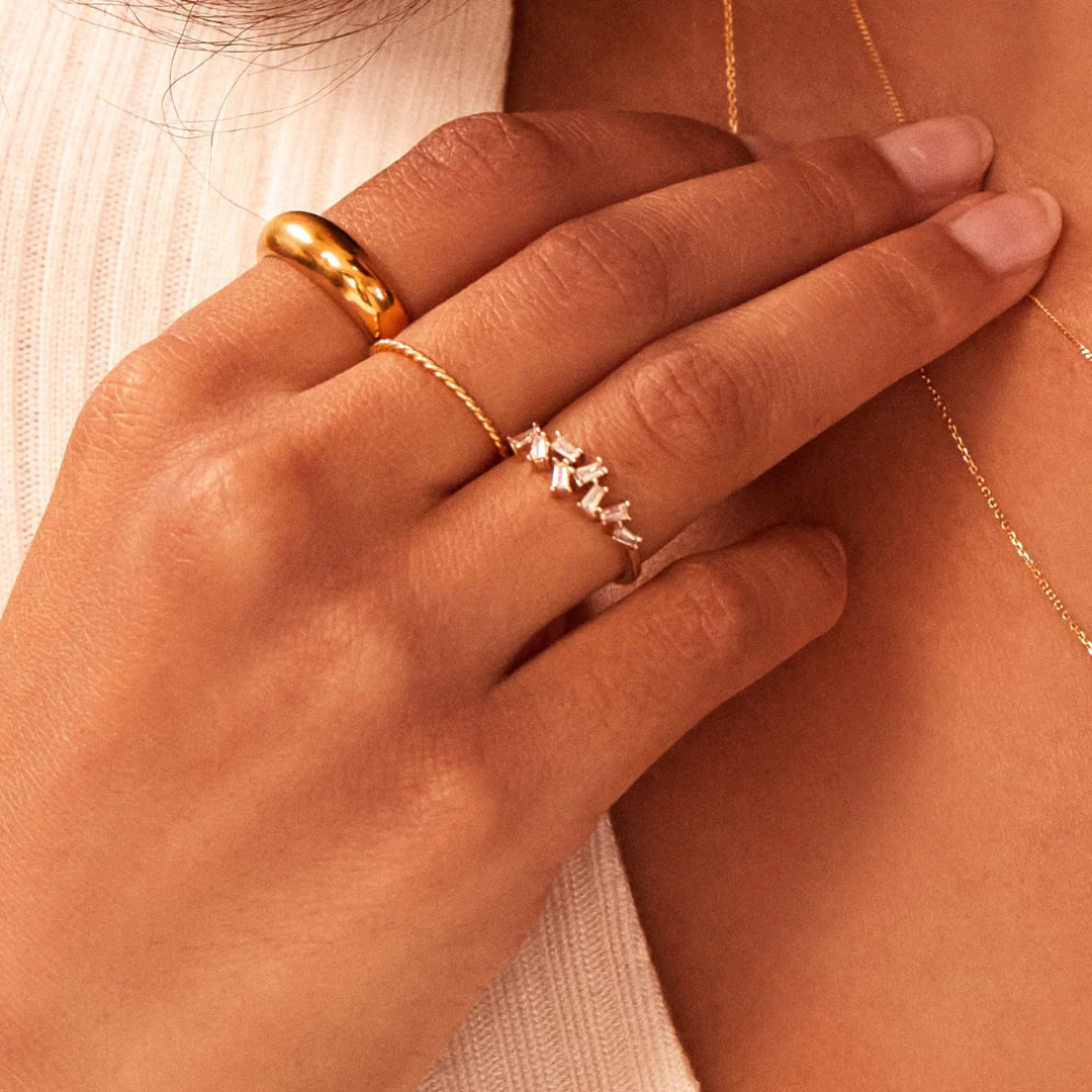 Gold Thin Twisted Stacking Ring - Image 5