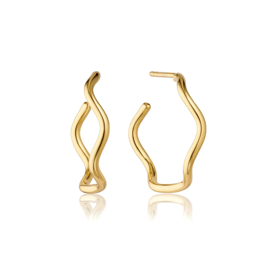 Gold Wavy Curve Hoop Earrings