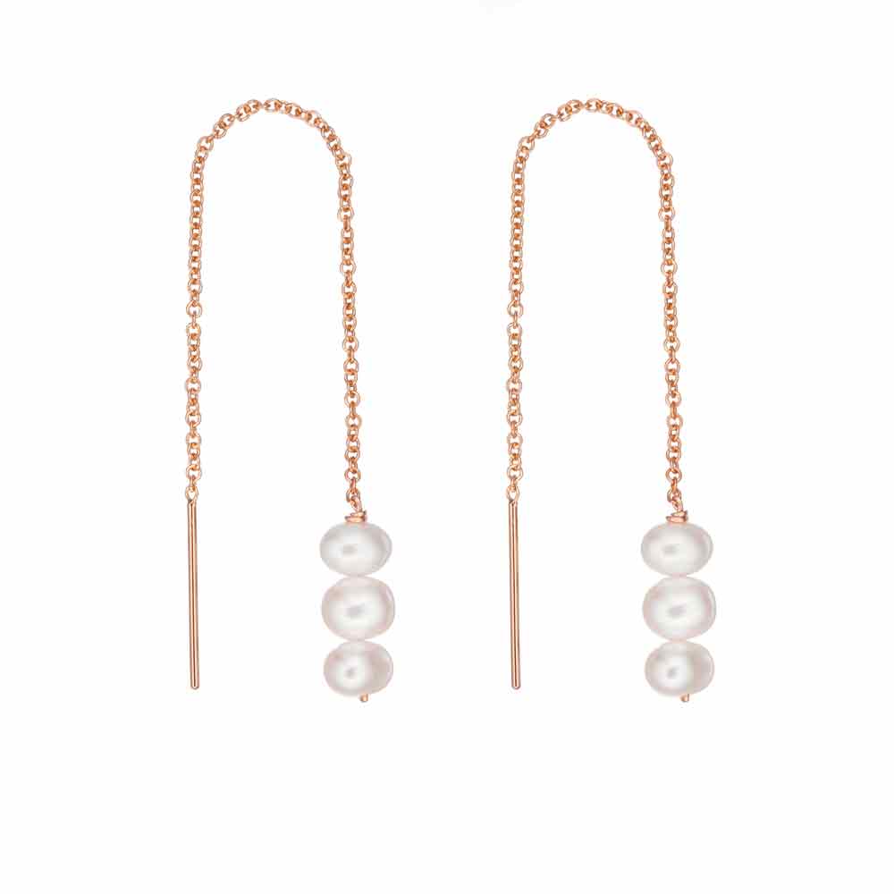 Rose Gold Pearl Cluster Drop Ear Threaders