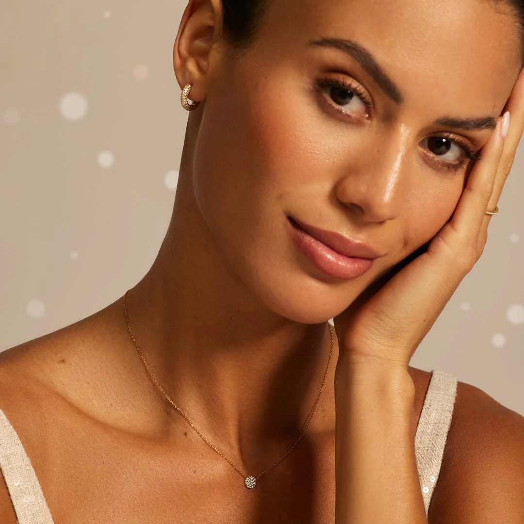 Silver Diamond Style Chunky Cluster Hoop Earrings - Image 5
