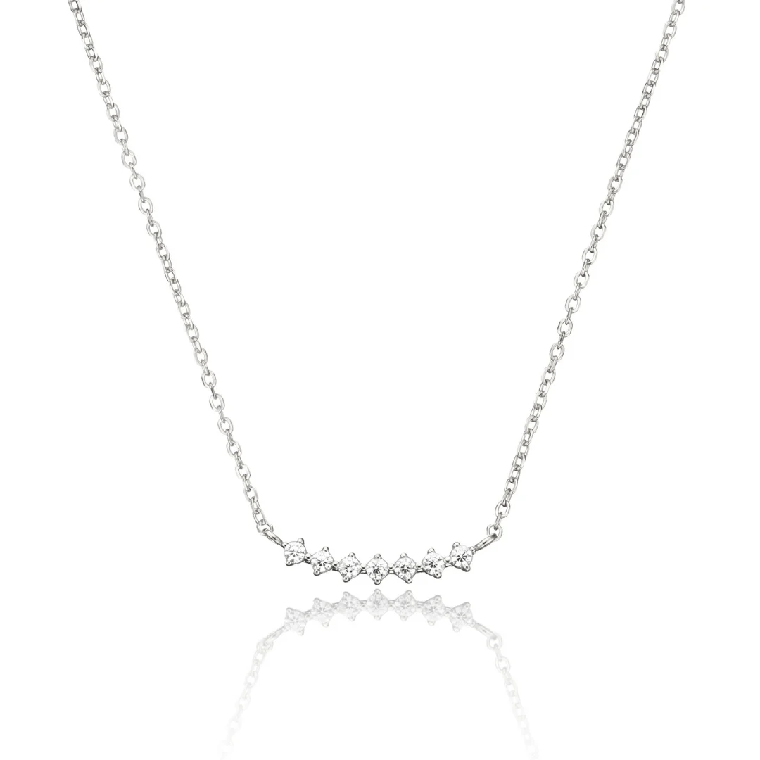 Silver Diamond Style Curve Necklace