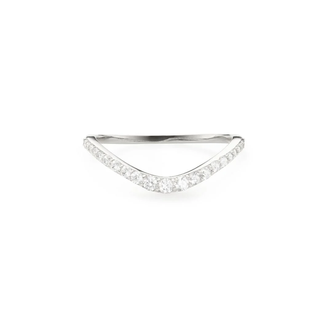 Silver Diamond Style Curve Ring - Image 6