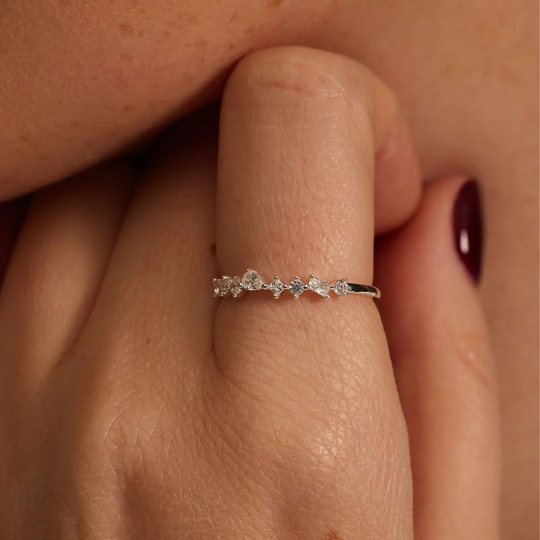 Silver Diamond Style Mixed Cluster Ring - Image 3