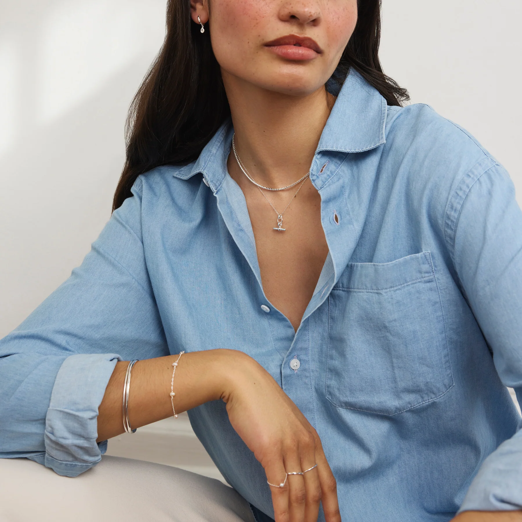 Silver Diamond Style Tennis Necklace - Image 4