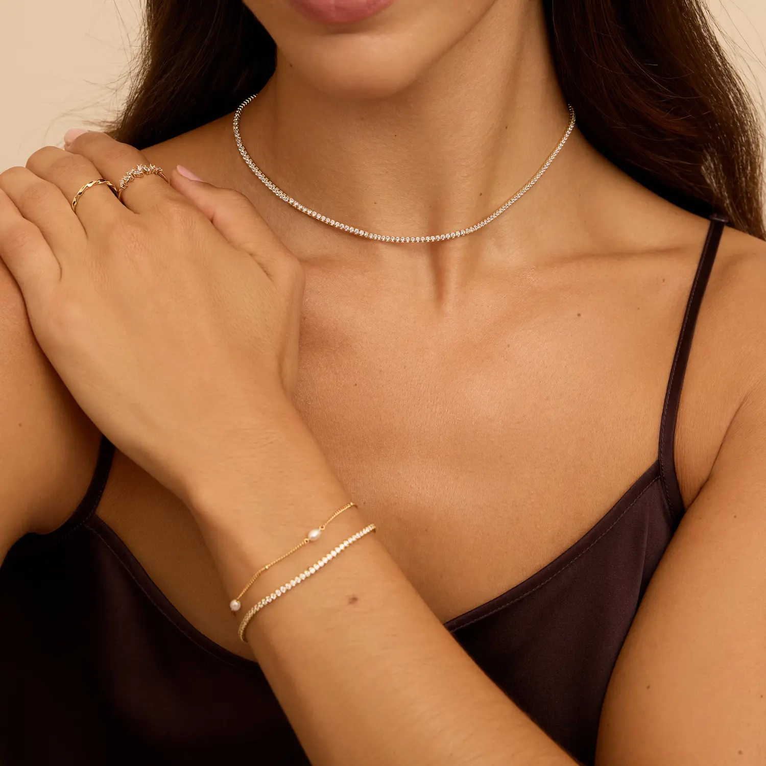Silver Diamond Style Tennis Necklace and Bracelet Gift Set - Image 3