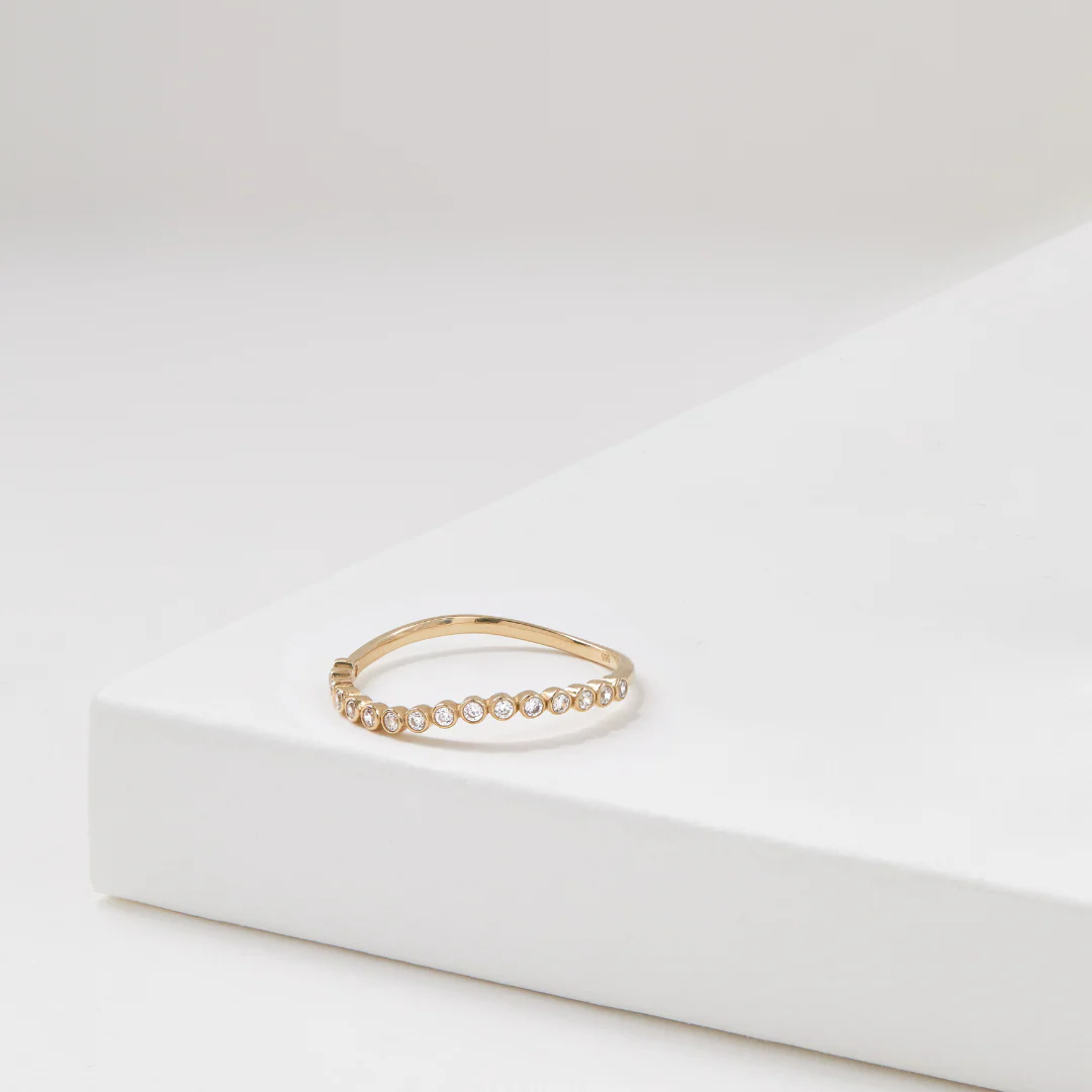 Silver Diamond Style Wave Ring - Image 6