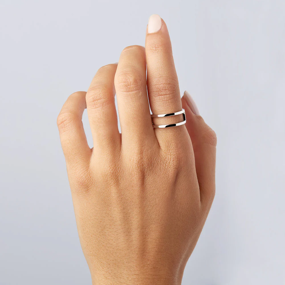 Silver Double Band Ring - Image 3