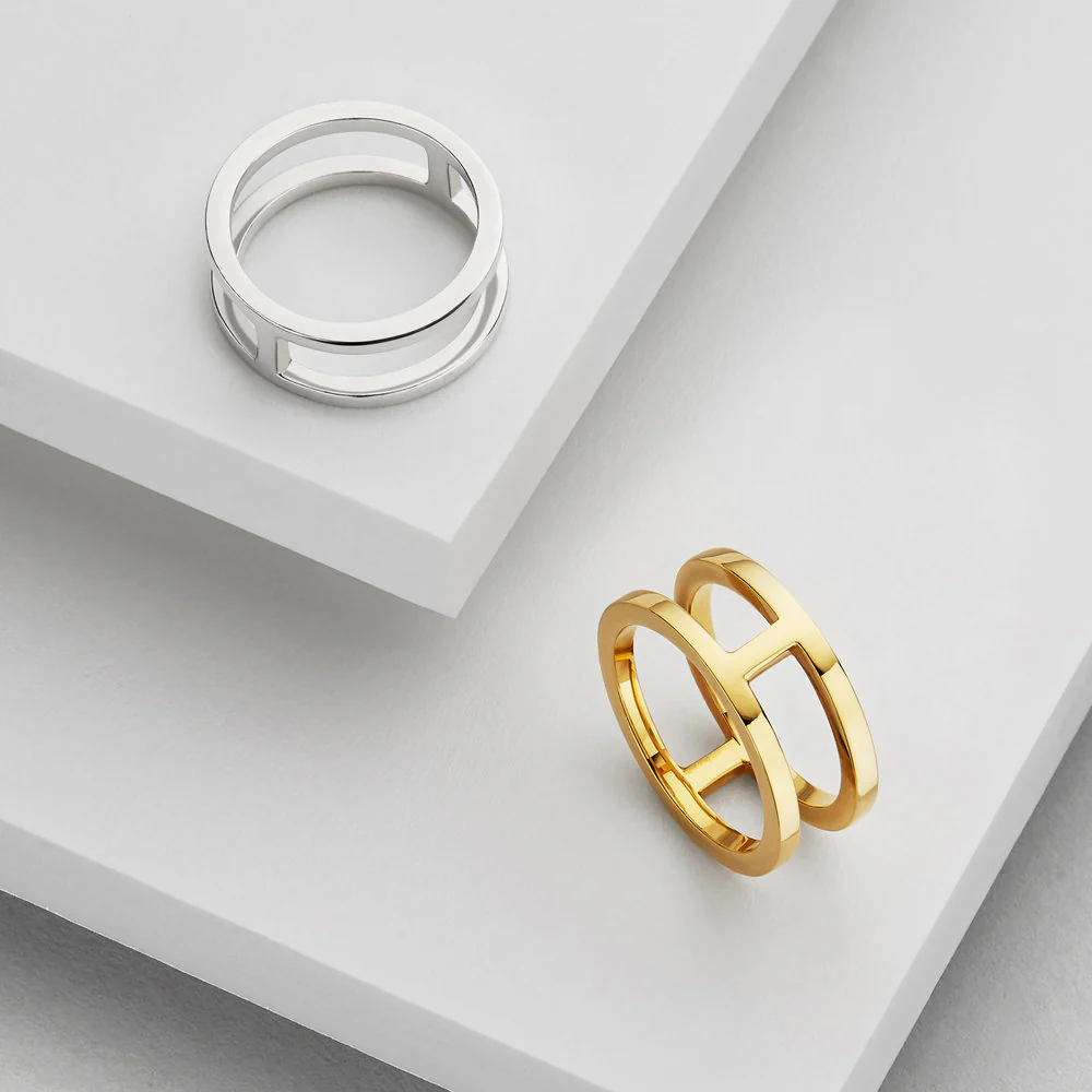 Silver Double Band Ring - Image 4