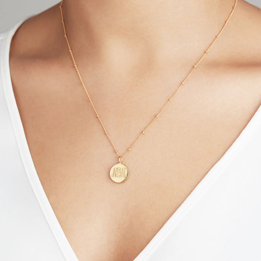 Silver Large Engraved Disc Necklace - Image 4