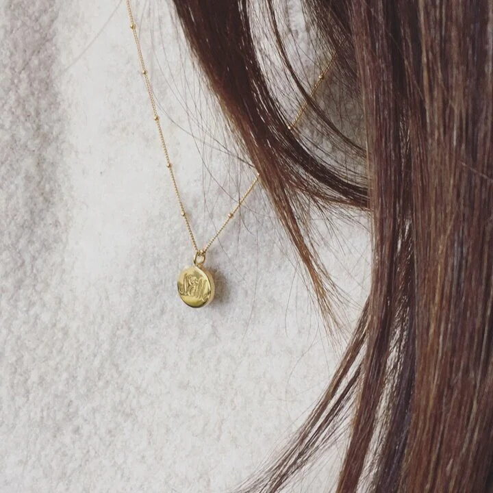 Silver Large Engraved Disc Necklace - Image 5