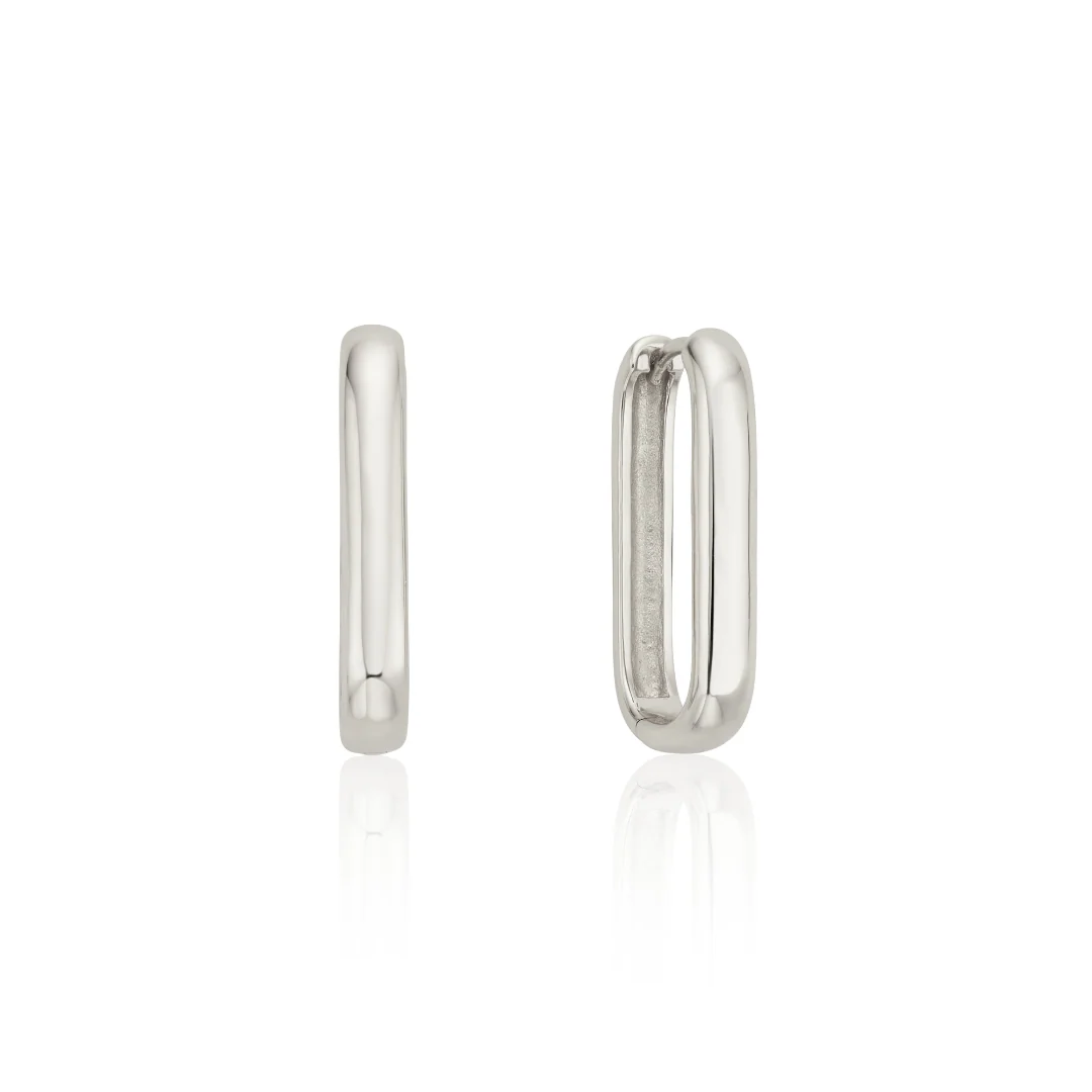 Silver Large Plain Hoop Earrings