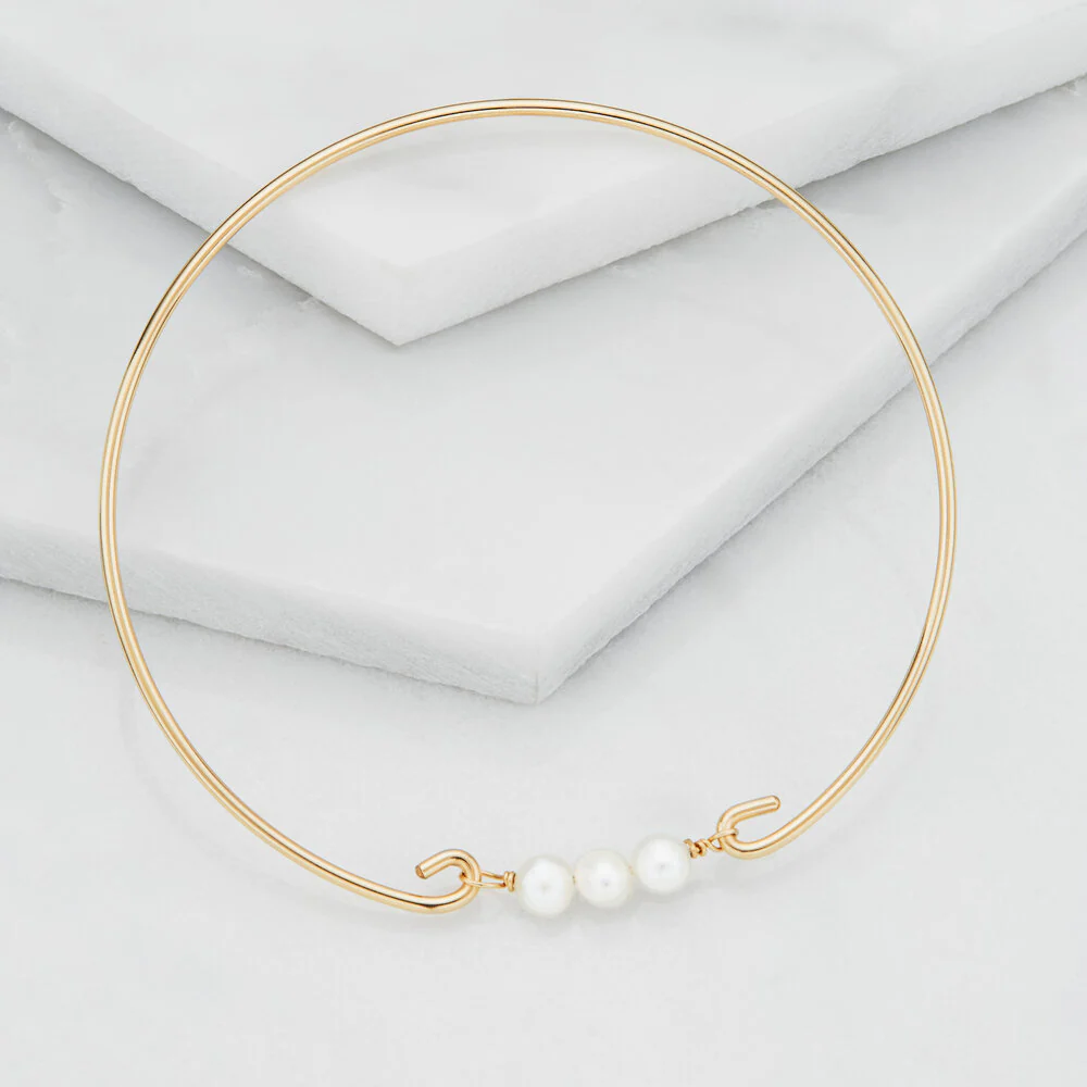 Silver Pearl Cluster Bangle - Image 3