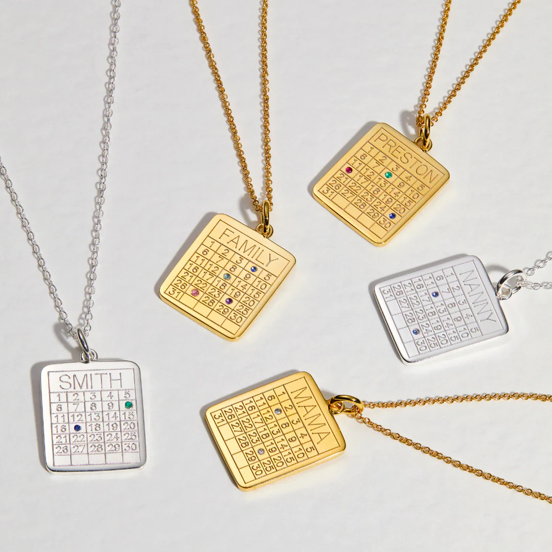 Silver Personalised Family Calendar Necklace - Image 7