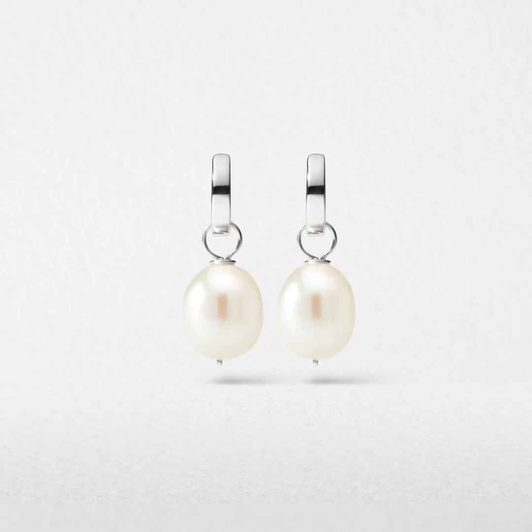 Silver Plain Huggie Hoop Earrings - Image 5