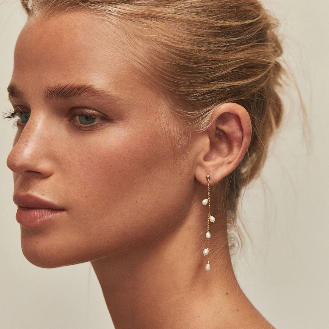Silver Seed Pearl Drop Earrings - Image 4