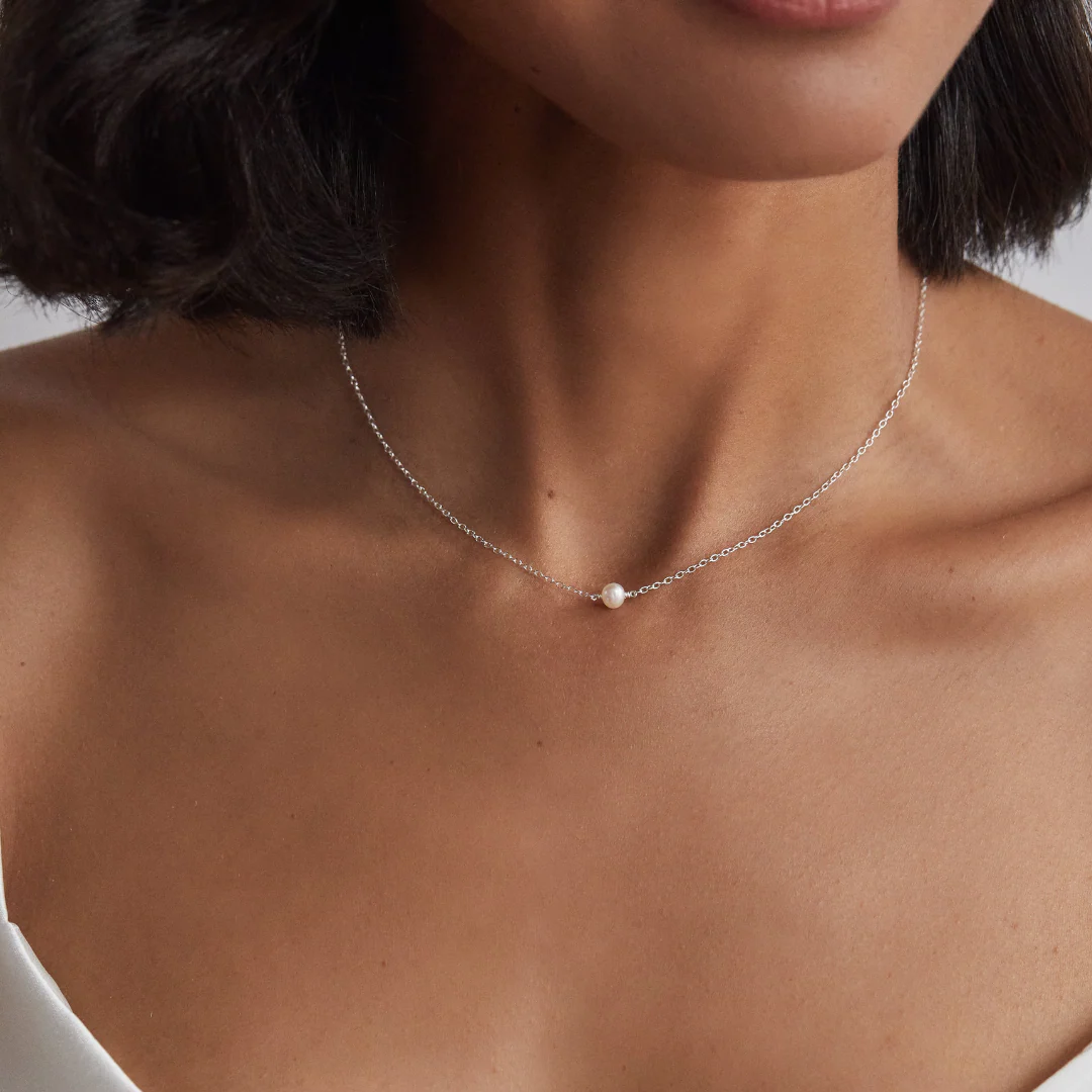 Silver Single Pearl Choker - Image 3