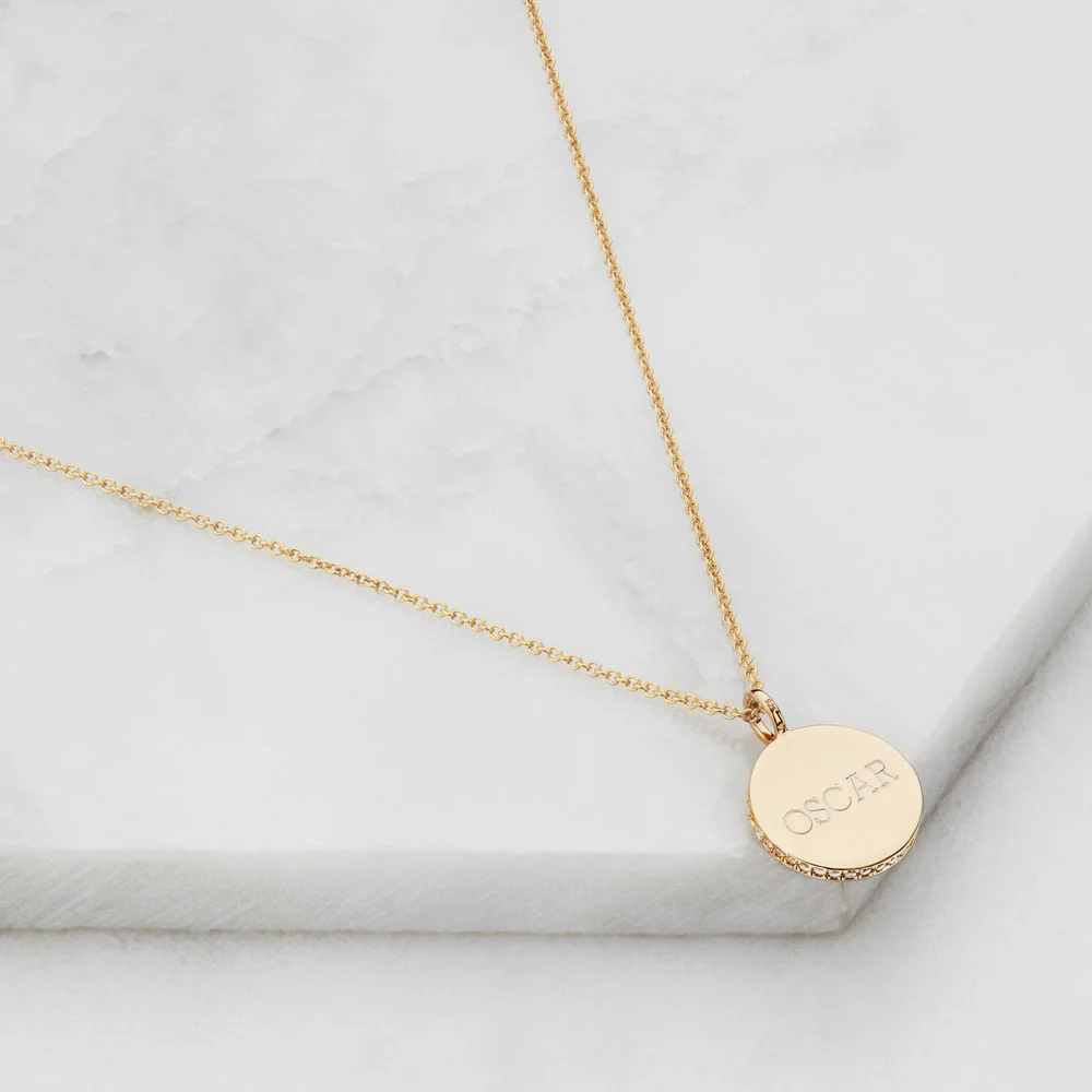Silver Small Diamond Style Disc Necklace - Image 7