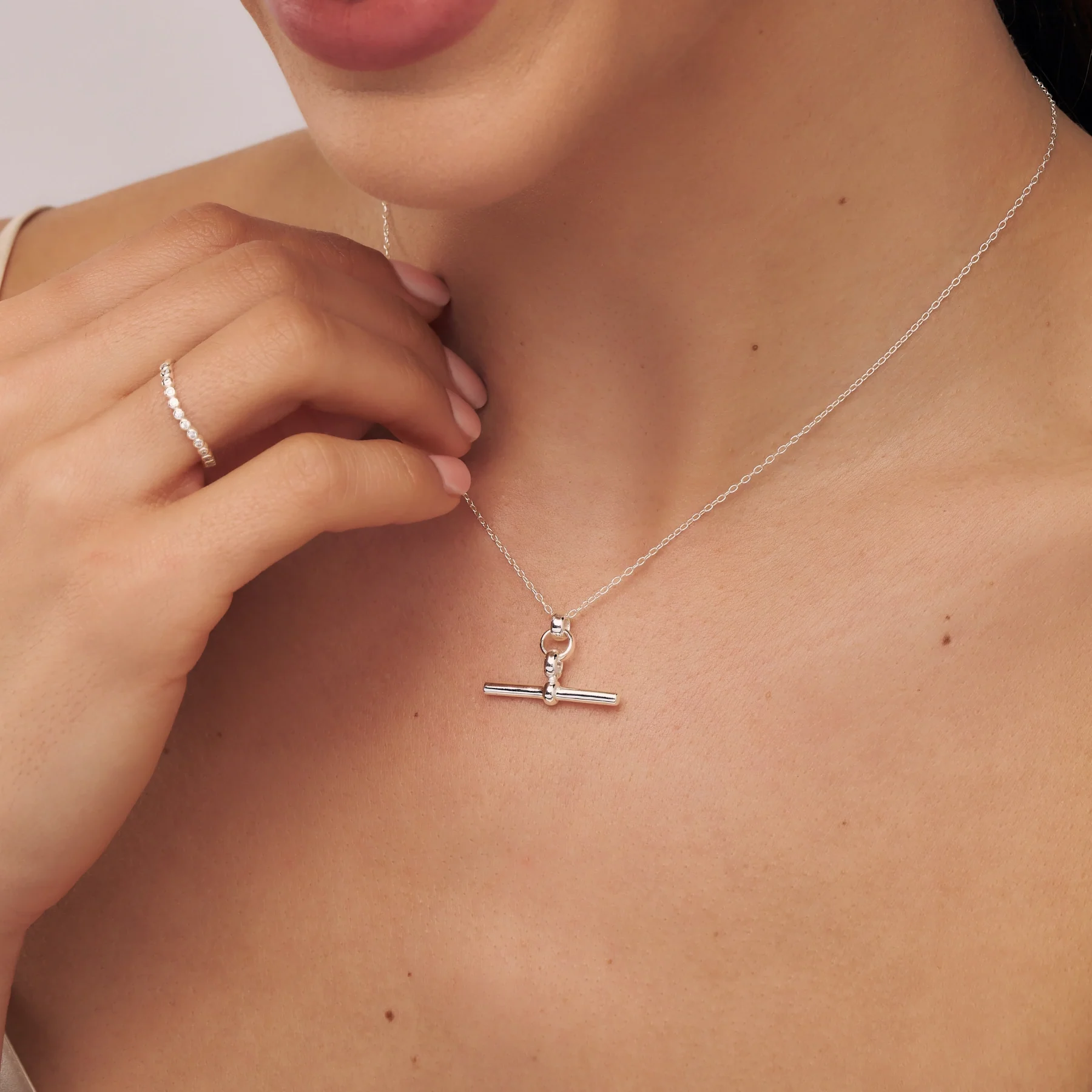 Silver T-Bar Necklace - Image 2