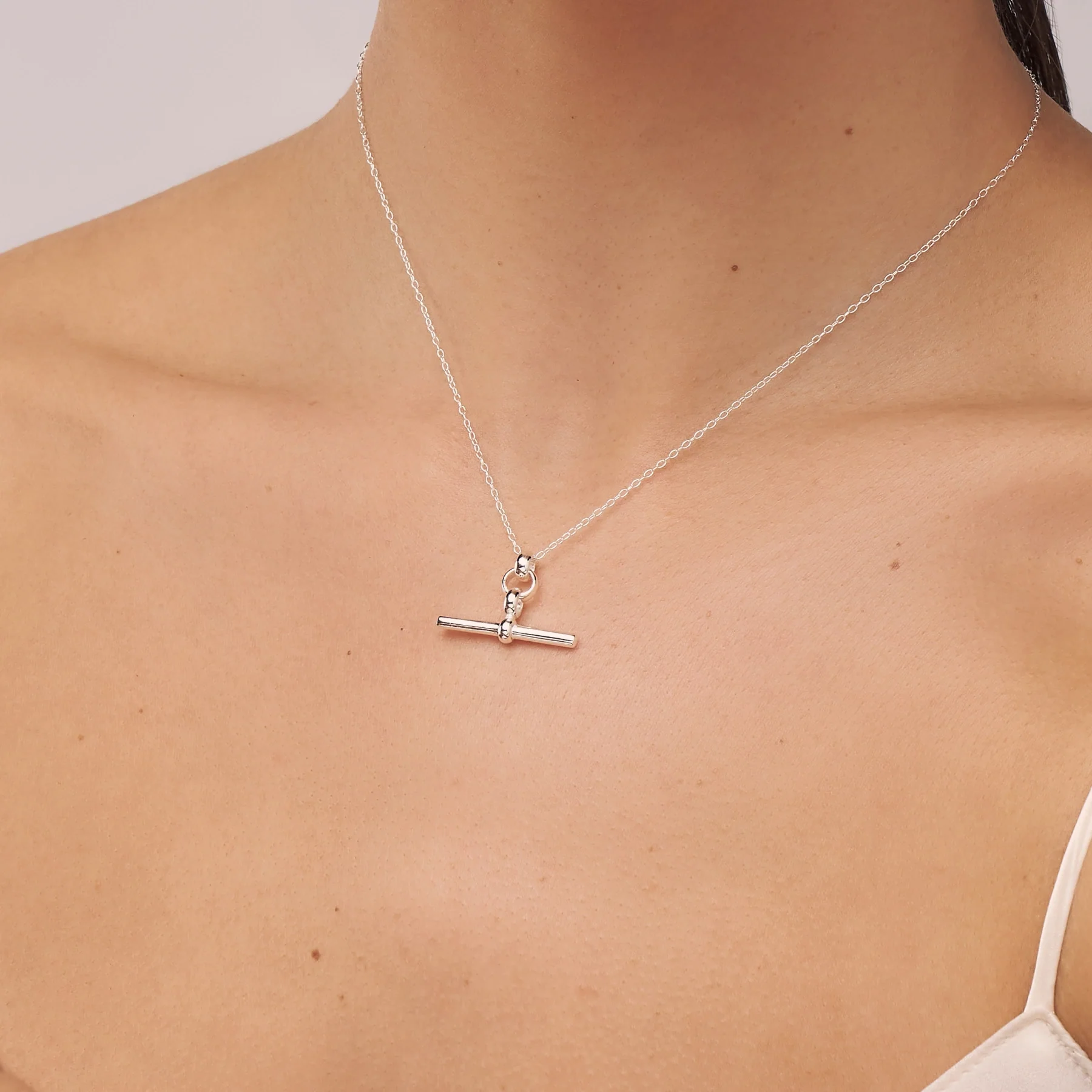 Silver T-Bar Necklace - Image 3