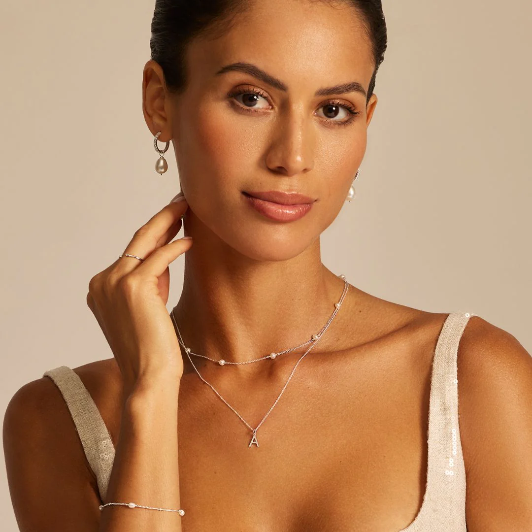 Silver Curve Initial Letter Necklace - Image 6