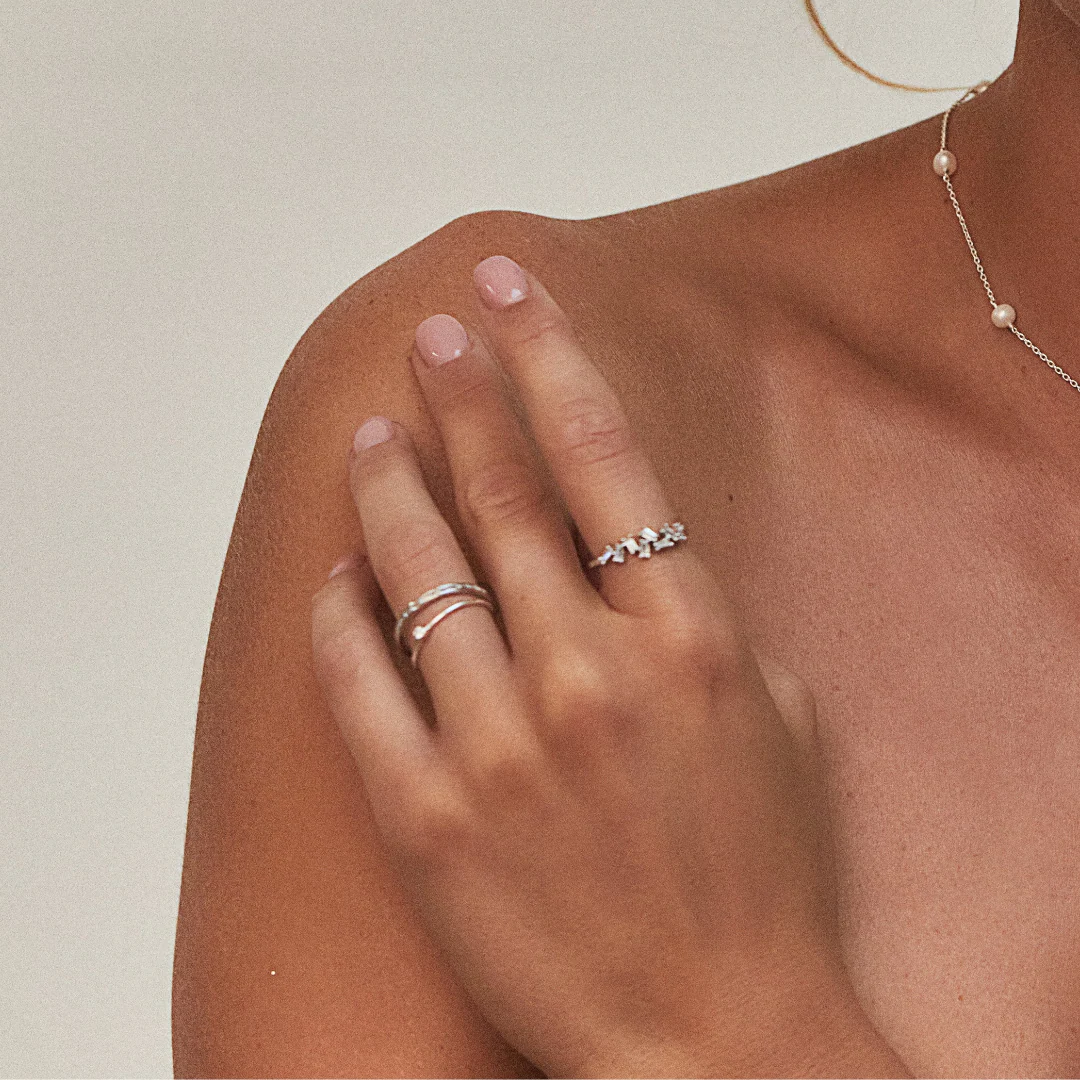 Silver Thin Diamond Style Stacking Ring - Image 5