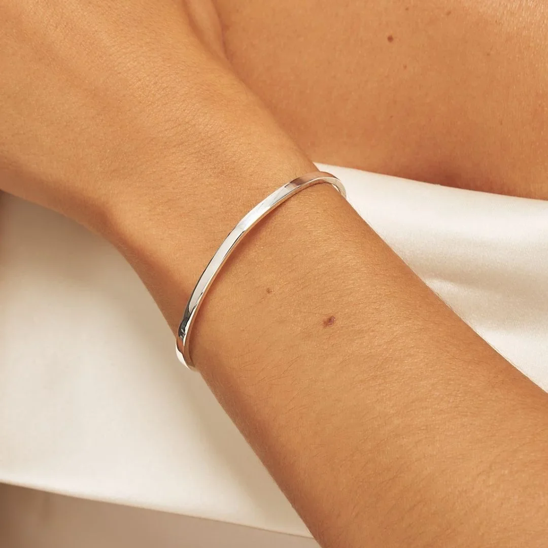 Silver Thin Engraved Bangle - Image 2