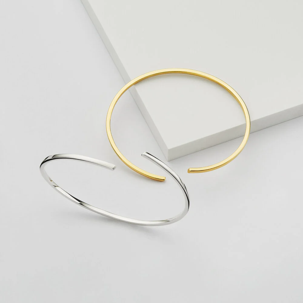 Silver Thin Spiral Bangle - Image 3