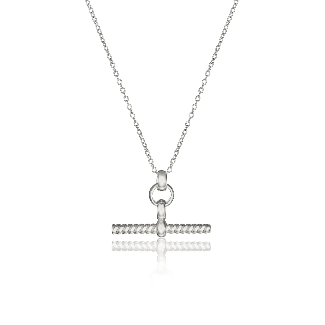 Silver Twisted T-Bar Necklace