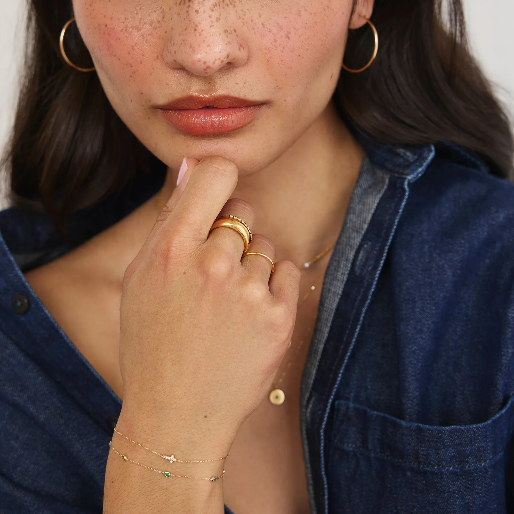 Solid Gold Five Stone Emerald Bracelet - Image 4