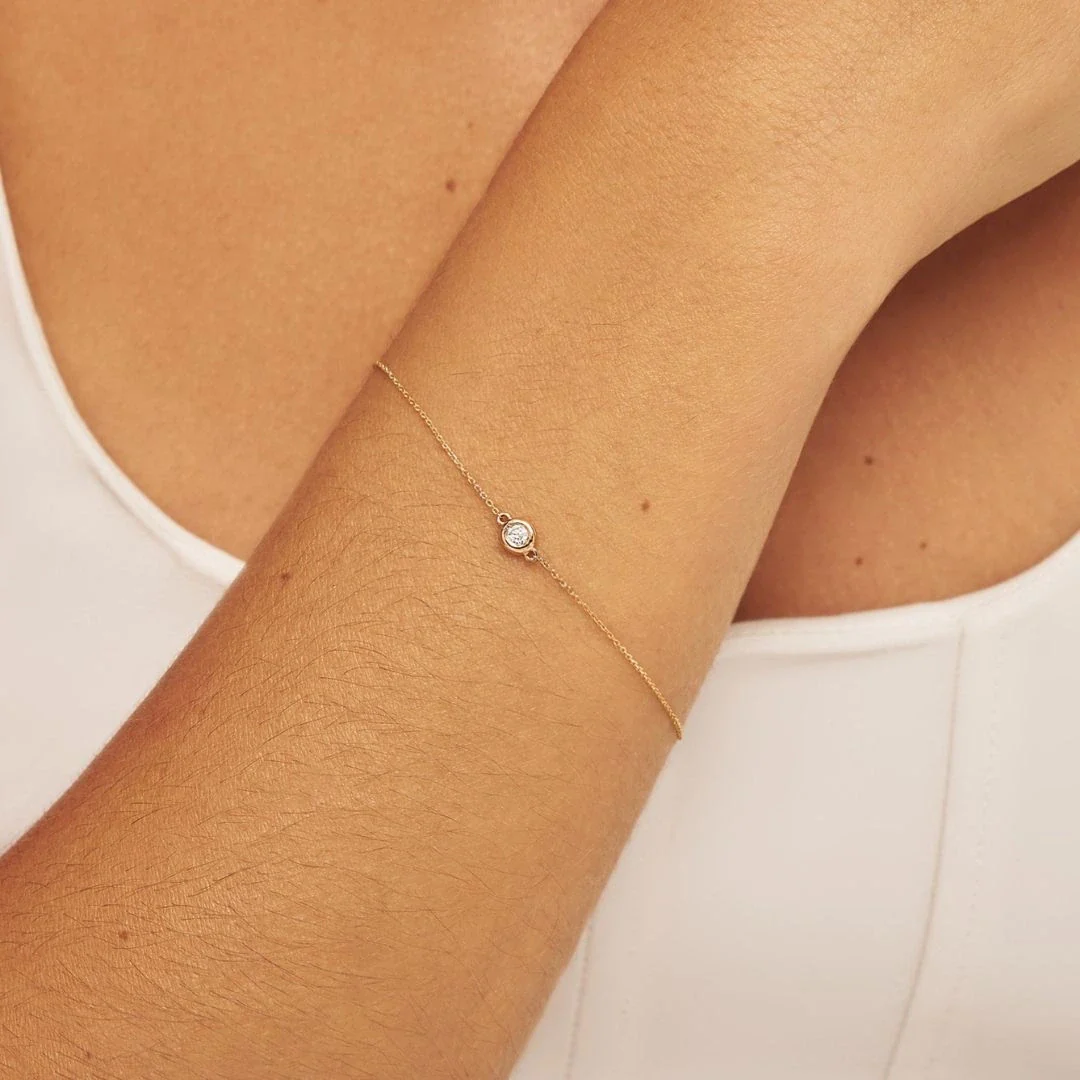 Solid Gold Floating Diamond Bracelet - Image 2