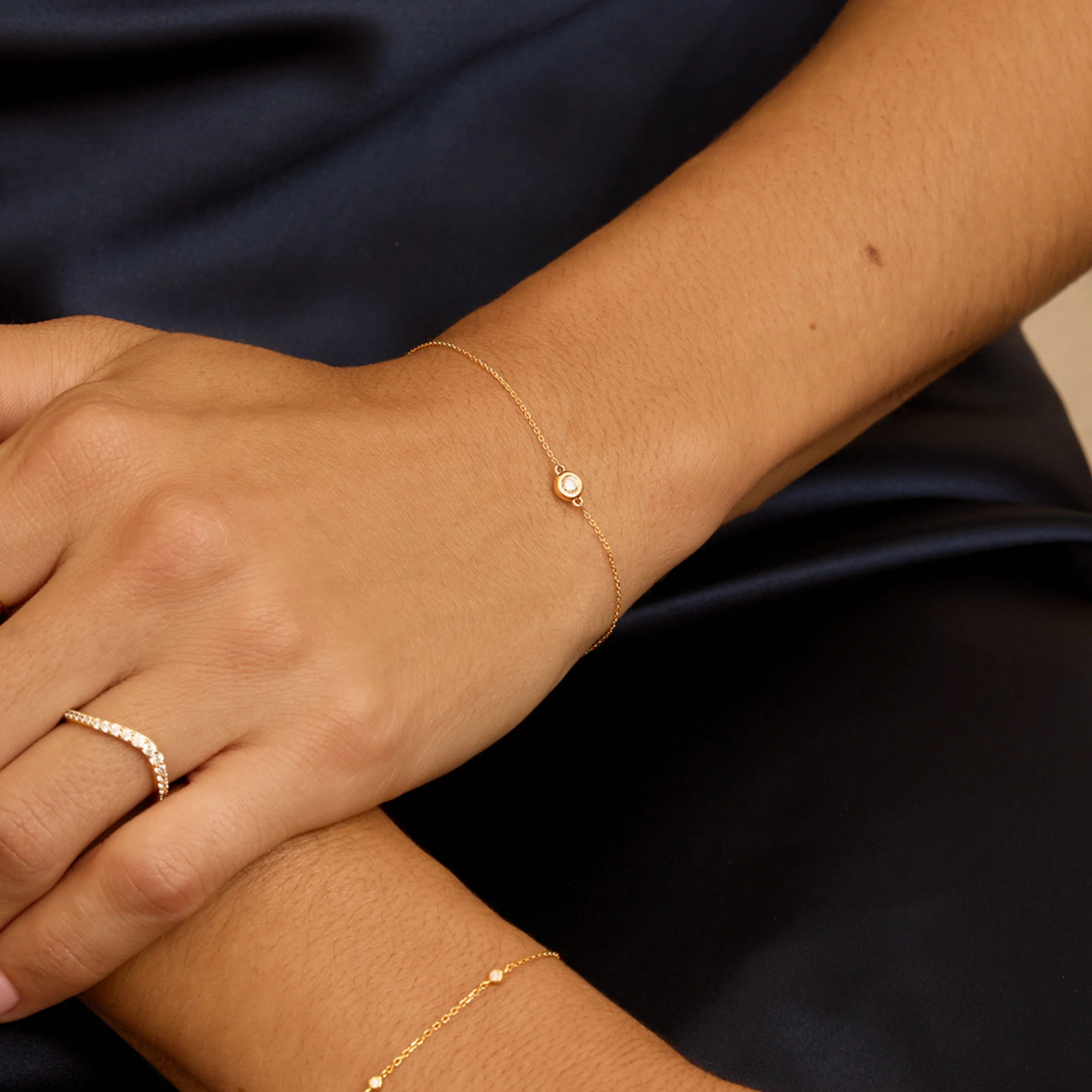 Solid Gold Floating Diamond Bracelet - Image 4