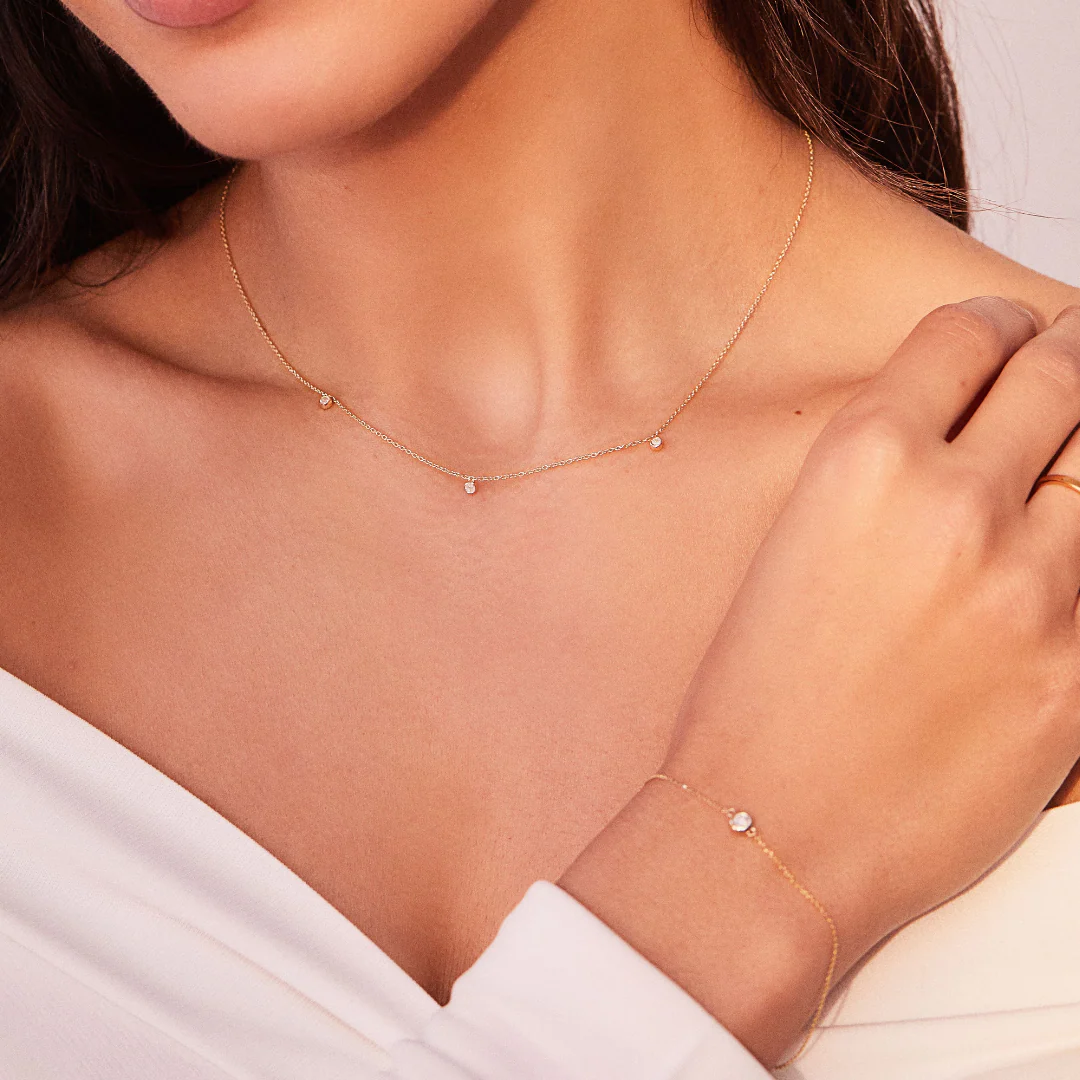 Solid Gold Floating Diamond Bracelet - Image 6
