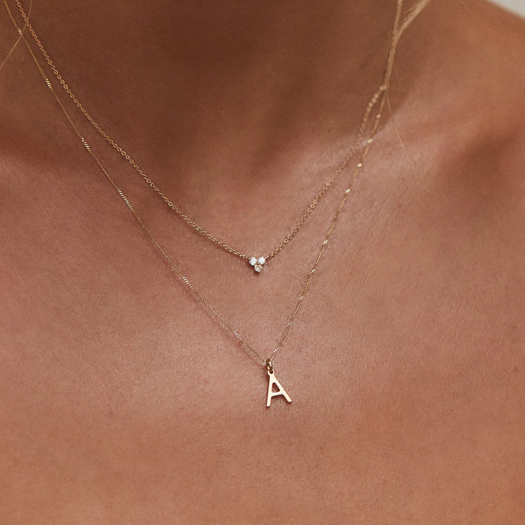 Solid Gold Floating Diamond Cluster Necklace - Image 2