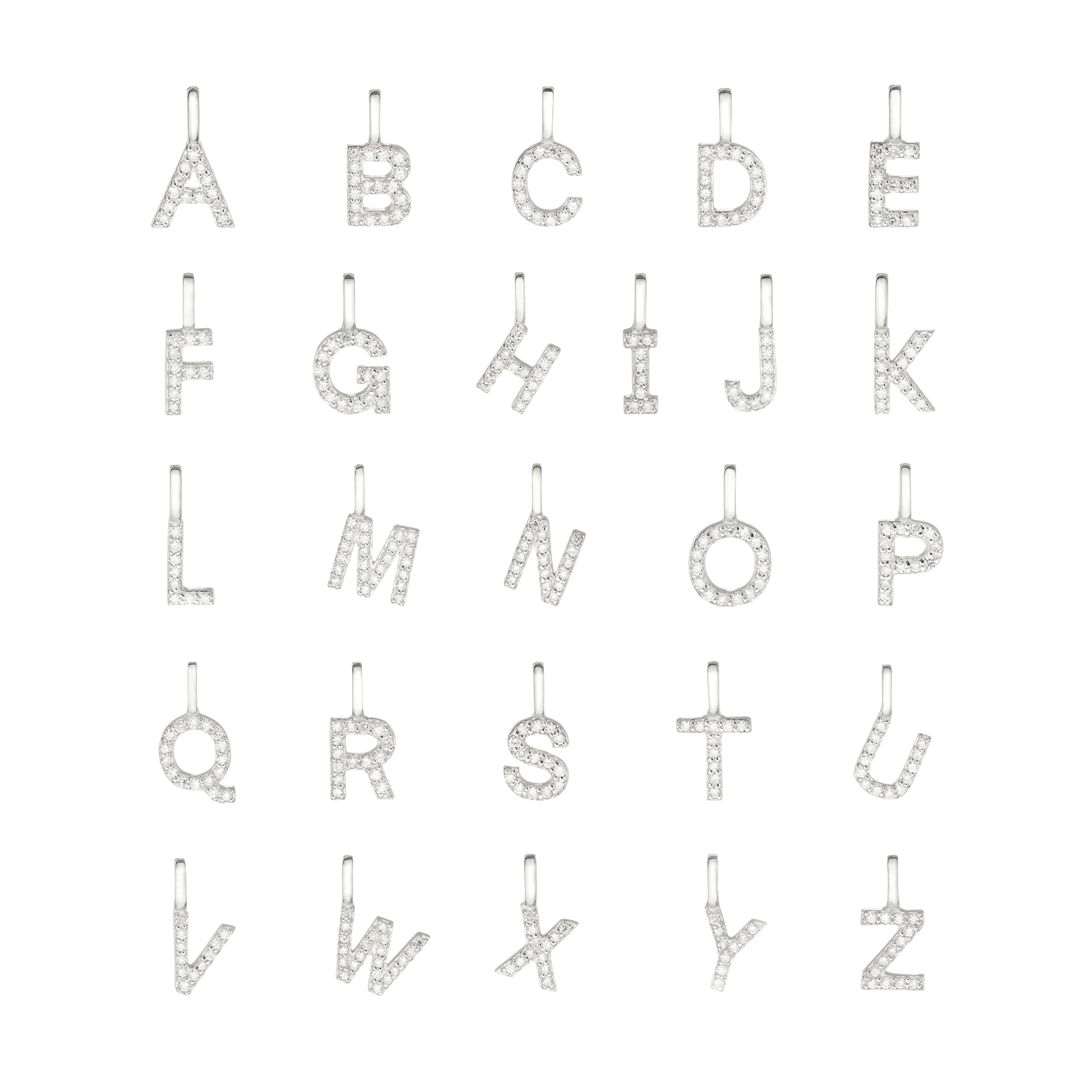 Solid White Gold Genuine Diamond Initial Letter Necklace - Image 7