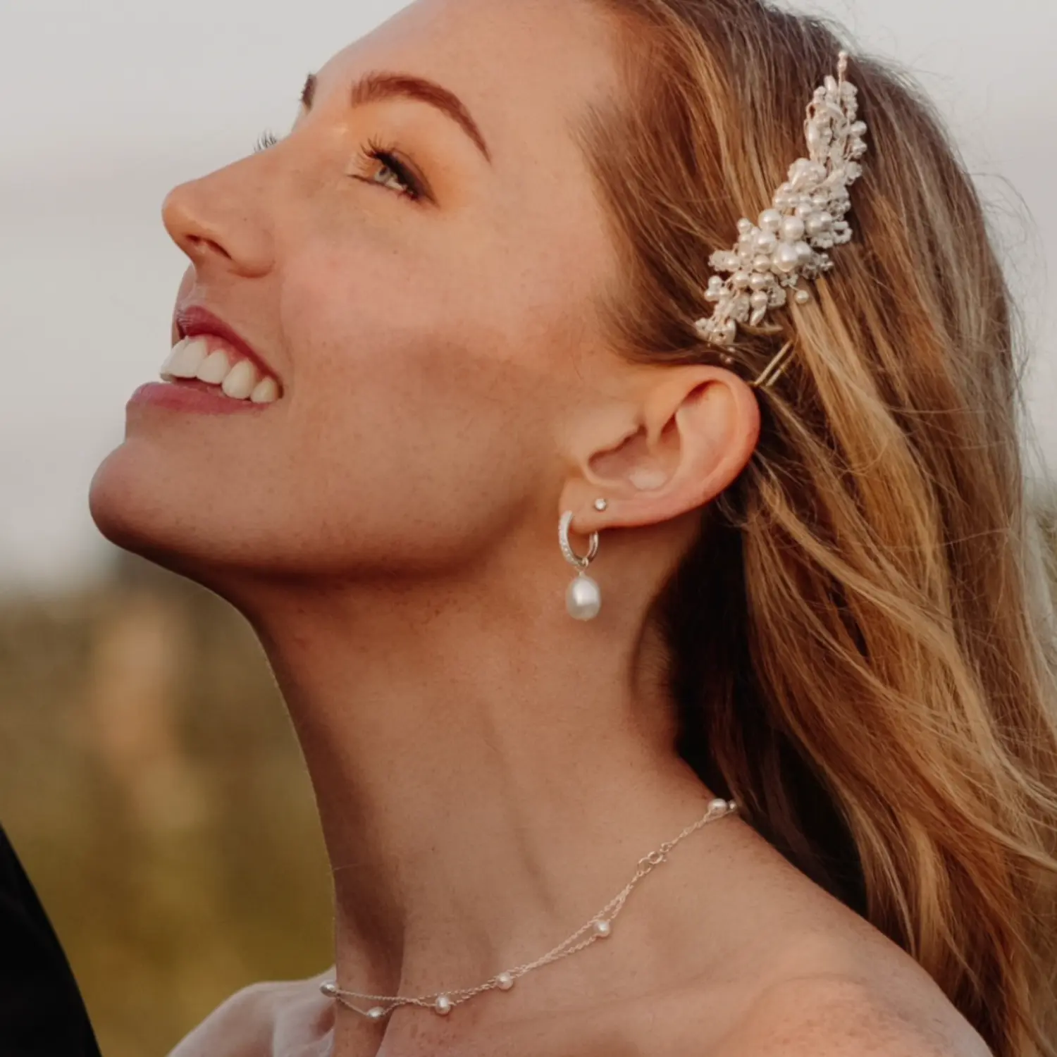 Silver Layered Pearl Necklace - Image 8