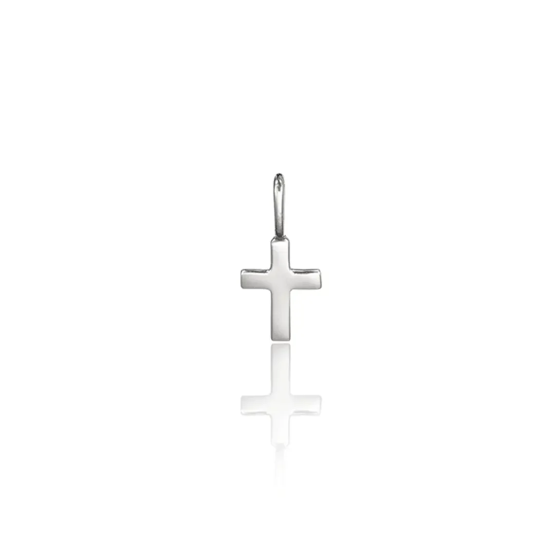 Solid White Gold Individual Tiny Cross Charm
