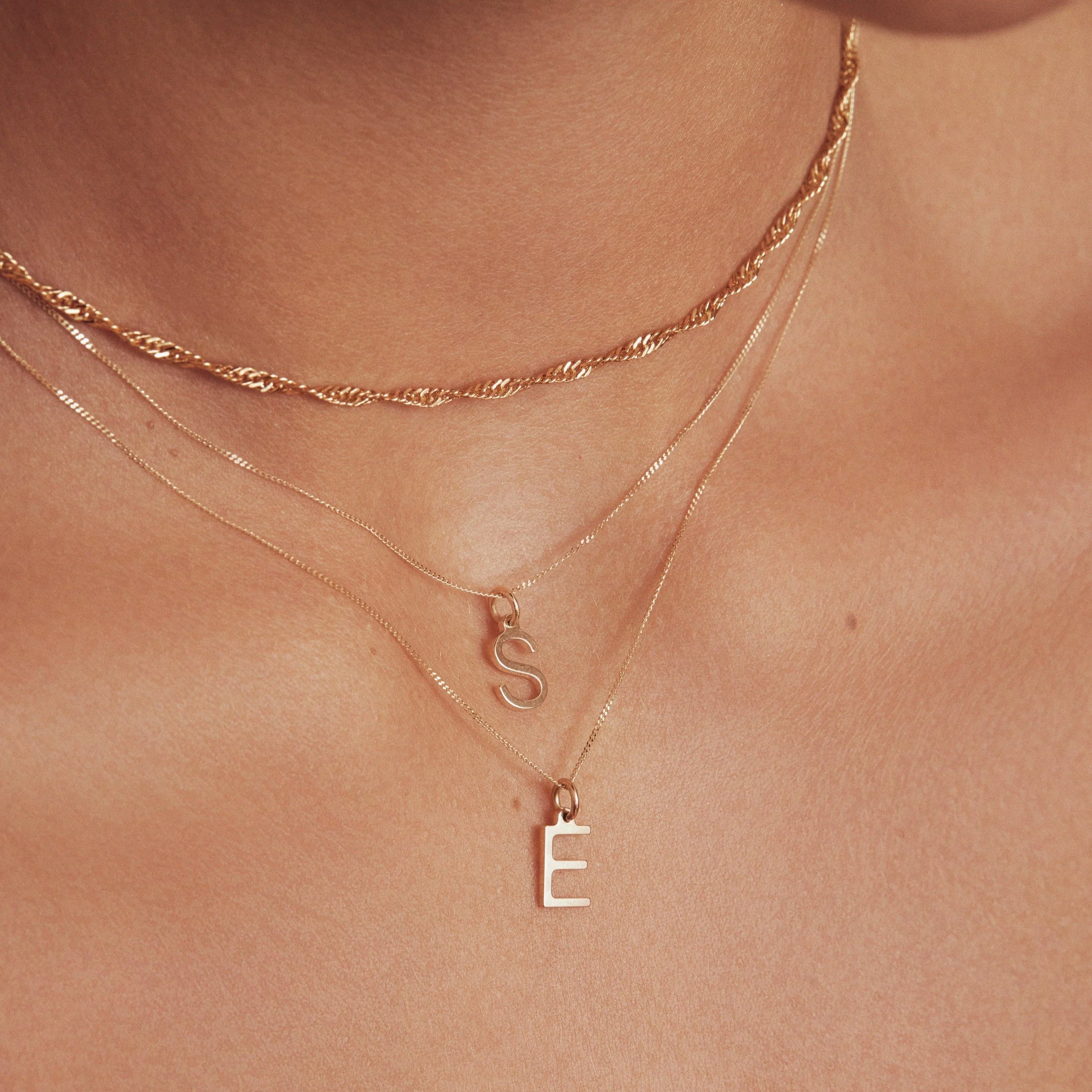 Solid White Gold Initial Letter Necklace - Image 8