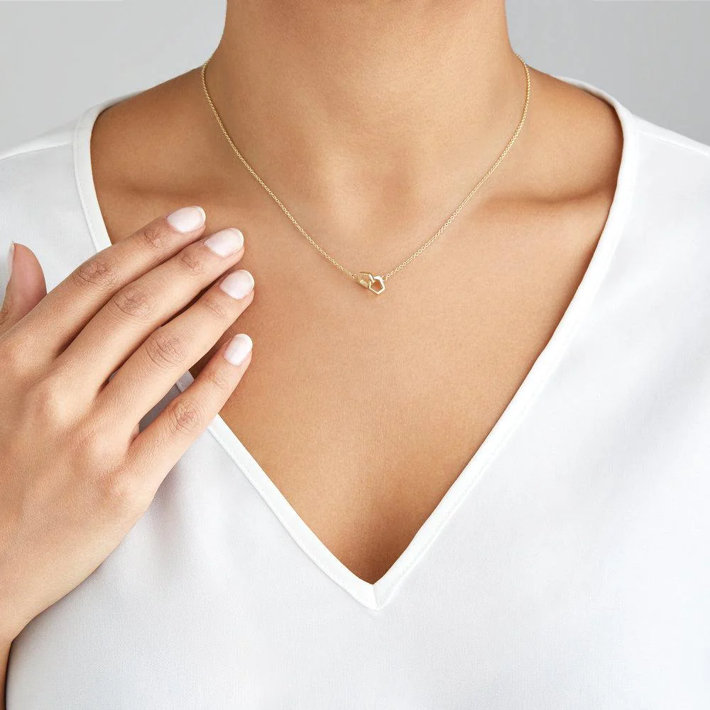 Solid White Gold Love Link Necklace - Image 5